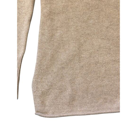 Athleta 100% Cashmere Turtleneck Pullover - Stripe Cream & Tan - X-Small - Picture 2 of 9